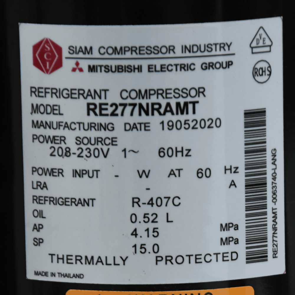 Mitsubishi Compressor RE277NRAMT